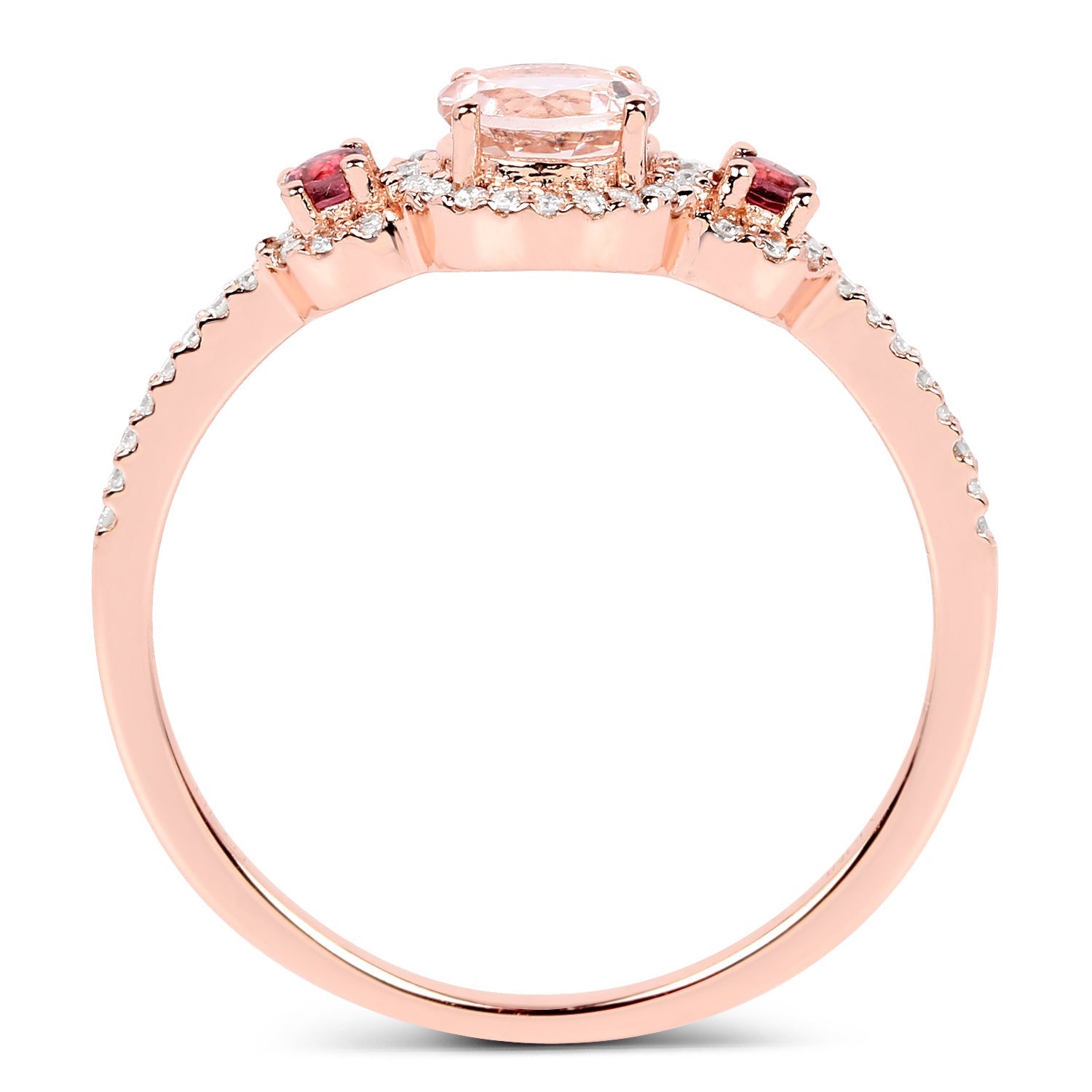 0.63 Carat Genuine Morganite, Pink Tourmaline and White Diamond 14K Rose Gold Ring Bids.com