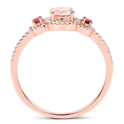 0.63 Carat Genuine Morganite, Pink Tourmaline and White Diamond 14K Rose Gold Ring Bids.com