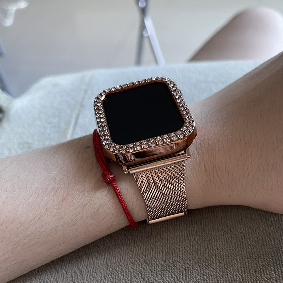 Luxury Bling Case and Strap Slim Mesh Metal Strap for Apple Watch - Wristwatchstraps.co