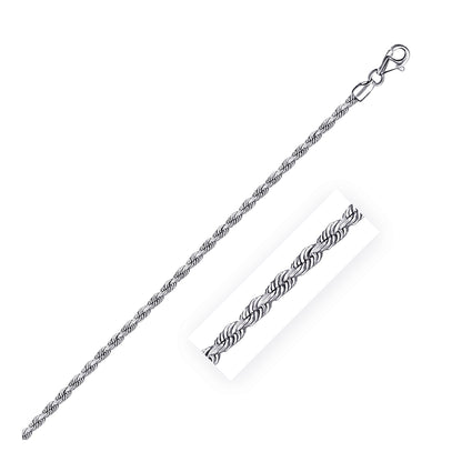 2.5mm 14k White Gold Solid Diamond Cut Rope Chain Bids.com