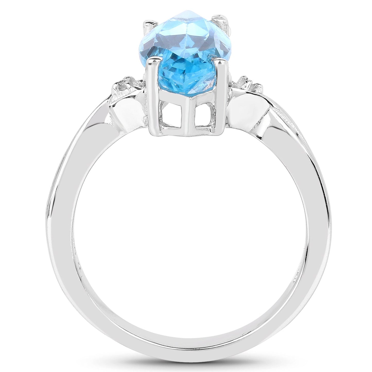3.67 Carat Genuine Swiss Blue Topaz and White Diamond .925 Sterling Silver Ring Bids.com