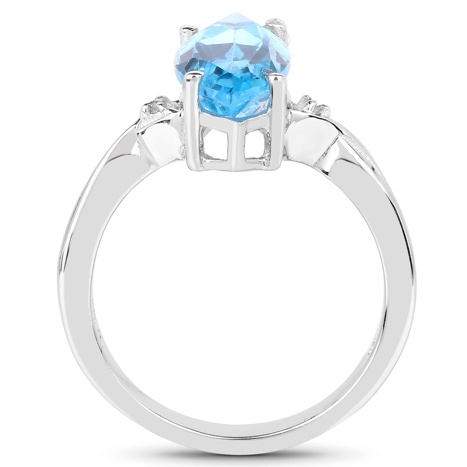 3.67 Carat Genuine Swiss Blue Topaz and White Diamond .925 Sterling Silver Ring Bids.com