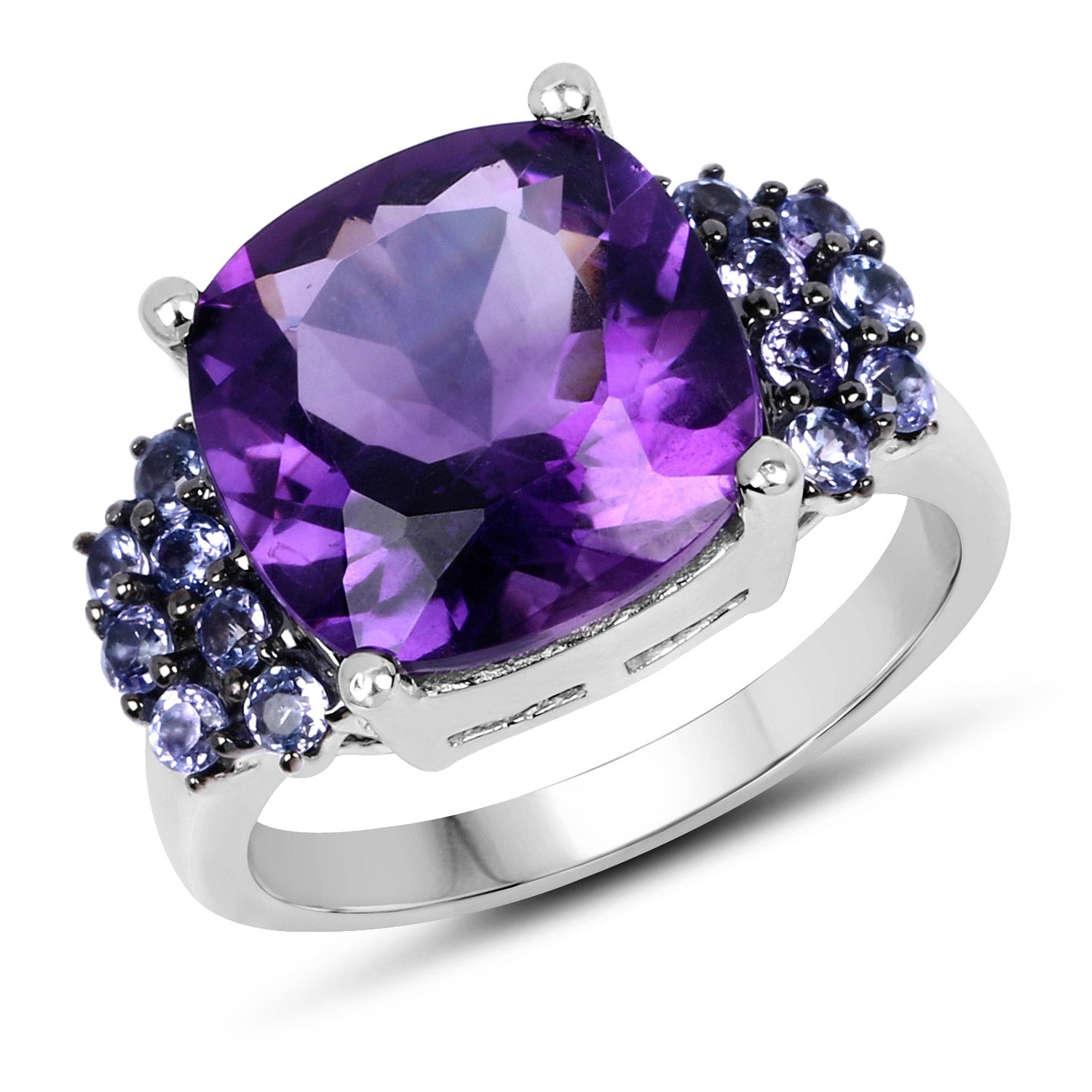 6.34 Carat Genuine Amethyst and Tanzanite .925 Sterling Silver Ring Bids.com