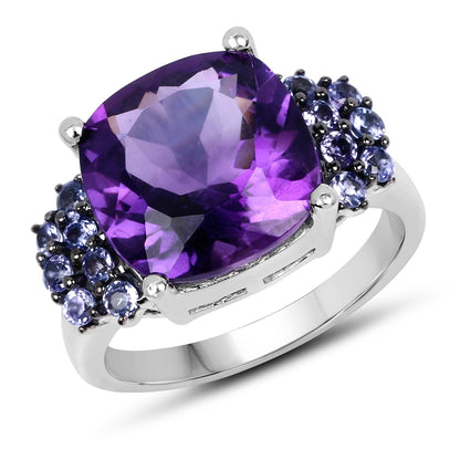 6.34 Carat Genuine Amethyst and Tanzanite .925 Sterling Silver Ring Bids.com