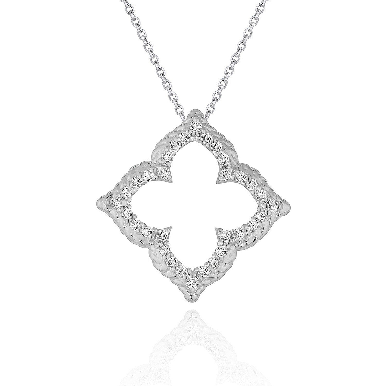 14k White Gold Diamond Cut-out Flower Pendant (1/3 cttw) Bids.com