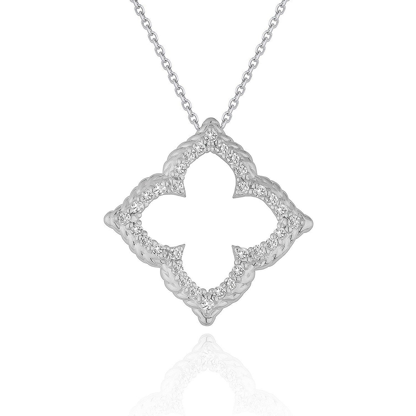 14k White Gold Diamond Cut-out Flower Pendant (1/3 cttw) Bids.com