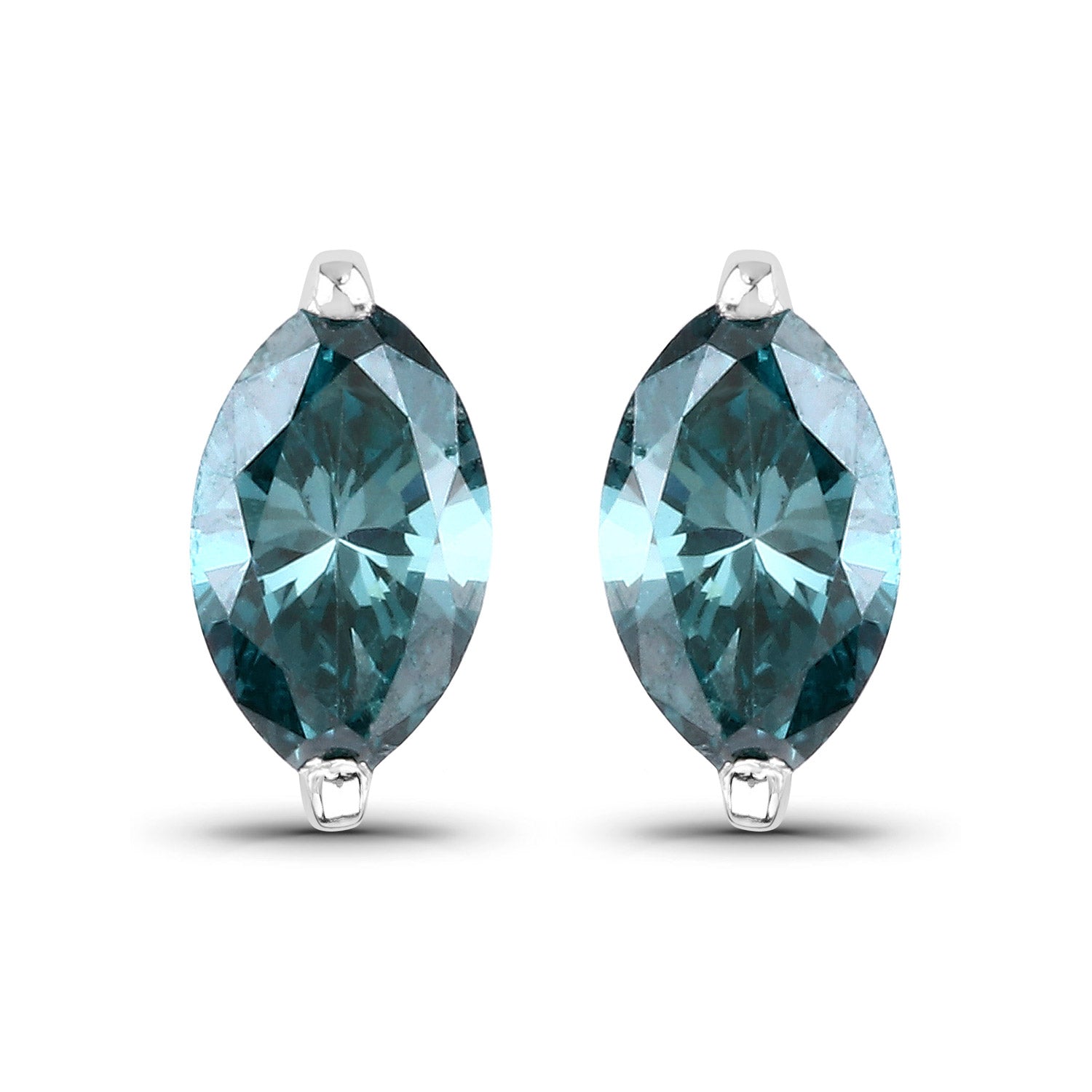 0.69 Carat Genuine Blue Diamond 14K White Gold Earrings Bids.com