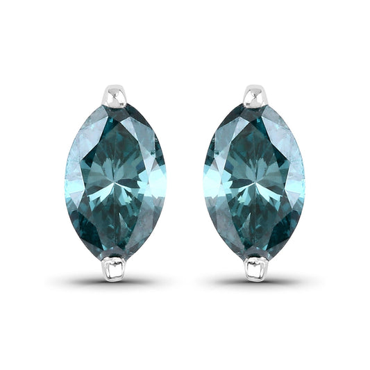 0.69 Carat Genuine Blue Diamond 14K White Gold Earrings Bids.com