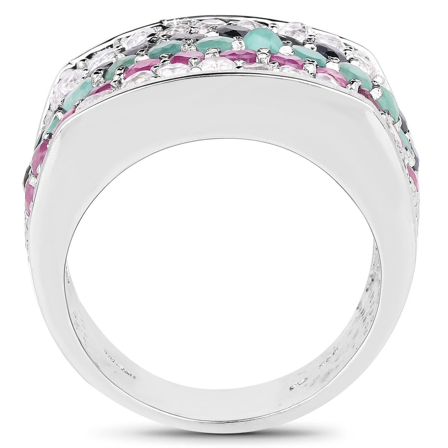 4.28 Carat Genuine Multi Stone .925 Sterling Silver Ring Bids.com