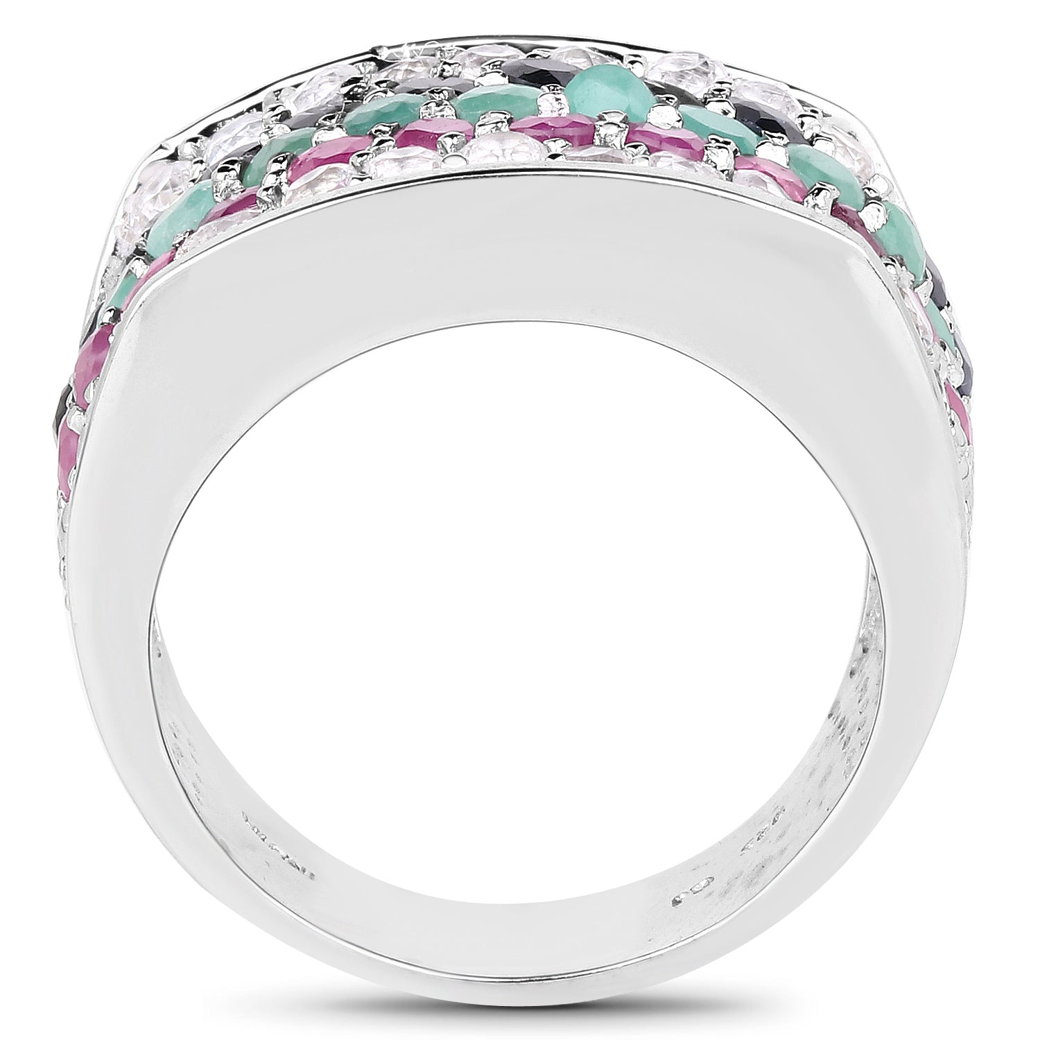 4.28 Carat Genuine Multi Stone .925 Sterling Silver Ring Bids.com