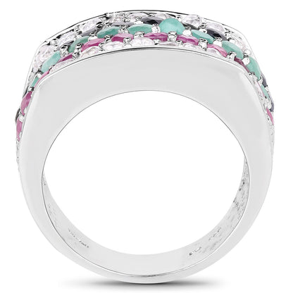 4.28 Carat Genuine Multi Stone .925 Sterling Silver Ring Bids.com