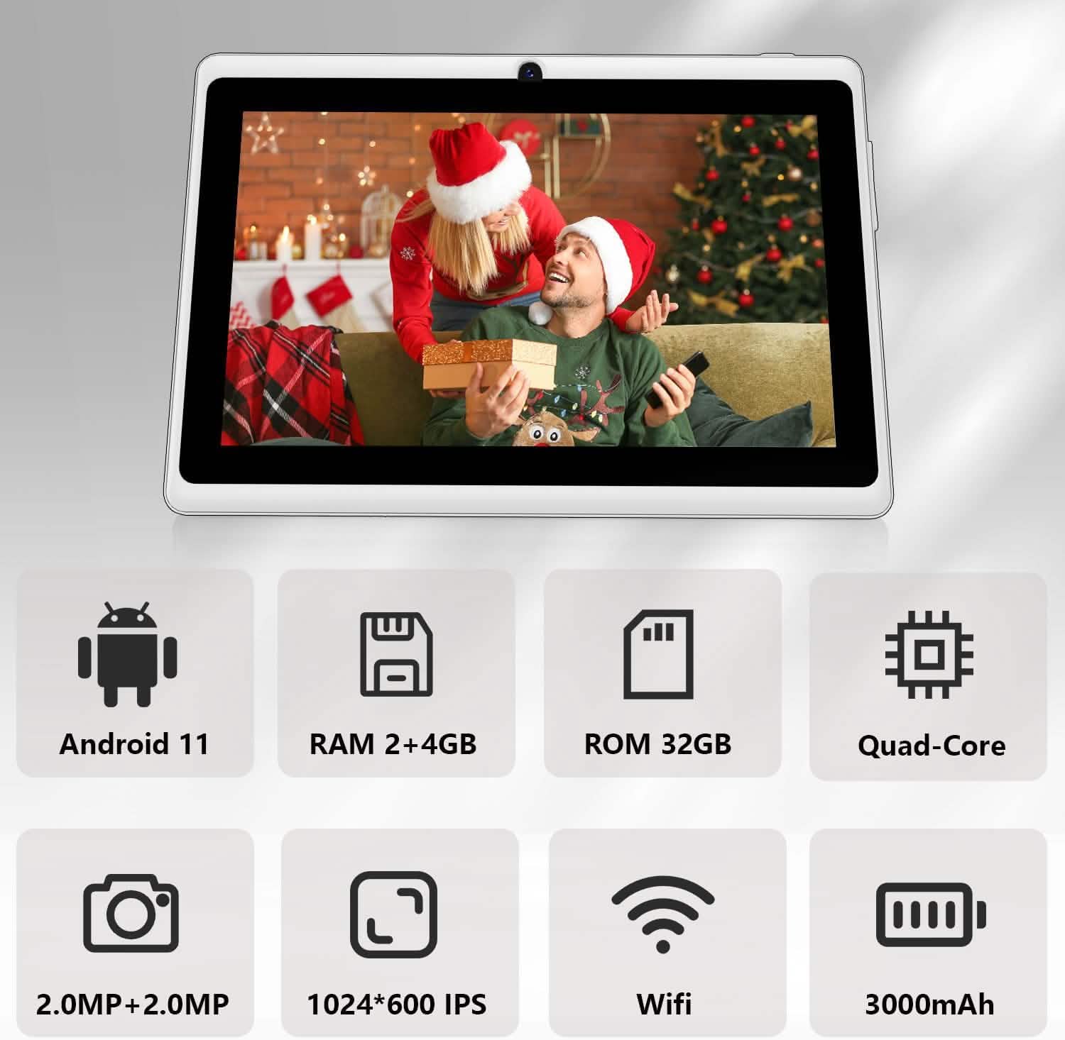 Android Tablet – 7" LCD, 2GB RAM + 4GB Extension, 32GB Storage, Dual Cameras, Wi-Fi, GPS, USB Charging DailySale