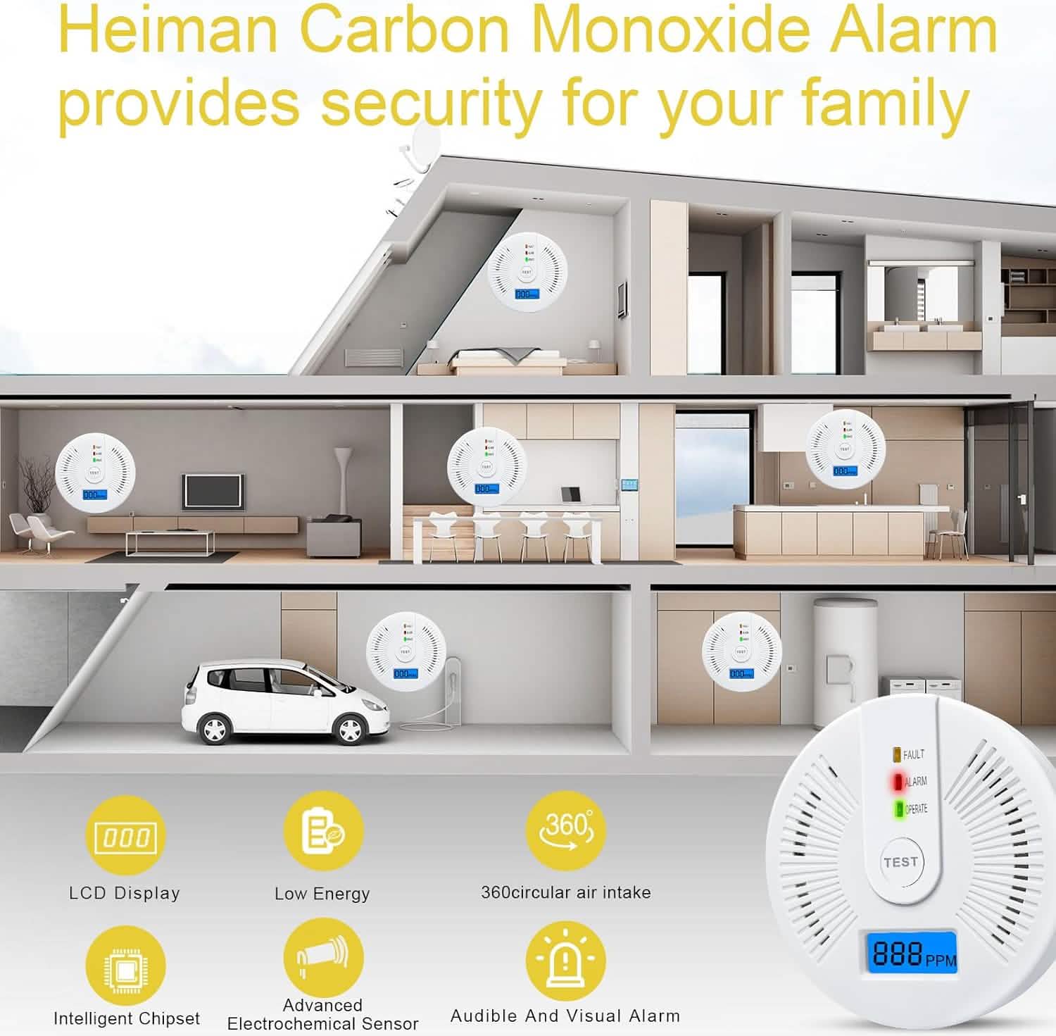 Portable Carbon Monoxide Detector – Battery-Operated CO Alarm DailySale