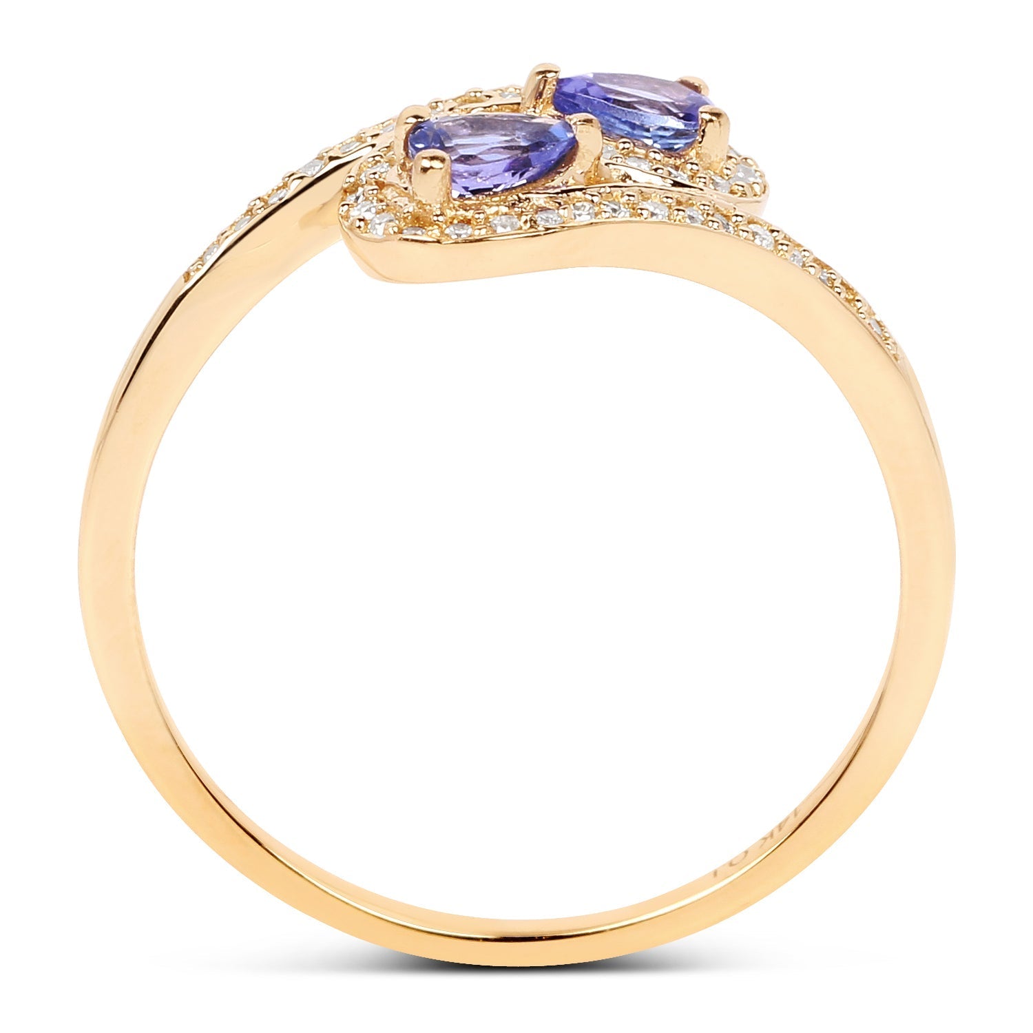 0.42 Carat Genuine Tanzanite and White Diamond 14K Yellow Gold Ring Bids.com