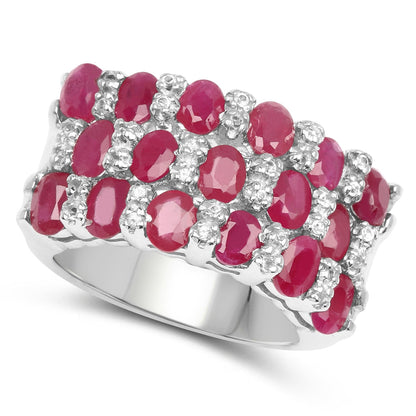 3.69 Carat Genuine Ruby and White Topaz .925 Sterling Silver Ring Bids.com