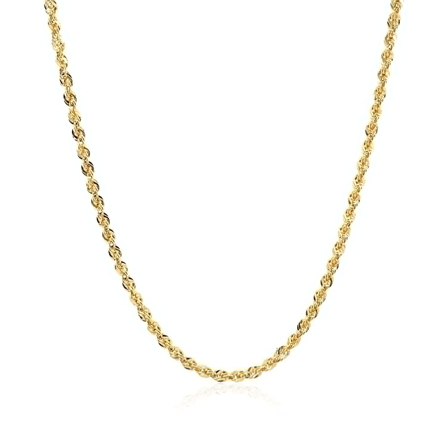 10K Yellow Gold Hollow Diamond Cut Rope Chain (2.00 mm) Bids.com