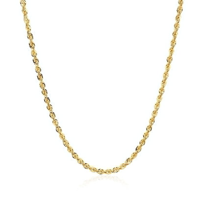 10K Yellow Gold Hollow Diamond Cut Rope Chain (2.00 mm) Bids.com