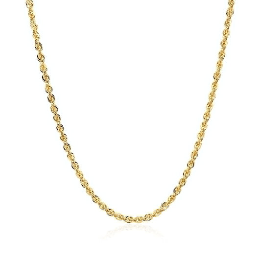 10K Yellow Gold Hollow Diamond Cut Rope Chain (2.00 mm) Bids.com