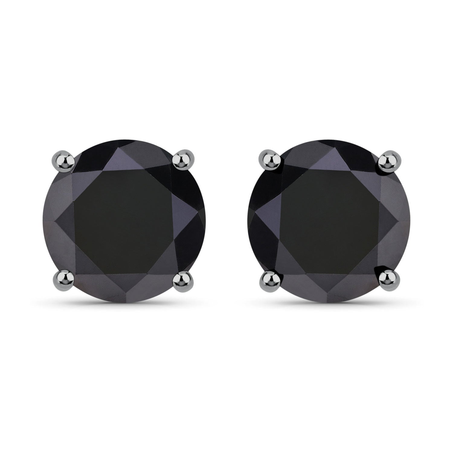 4.25 Carat Genuine Black Diamond 14K White Gold Earrings Bids.com