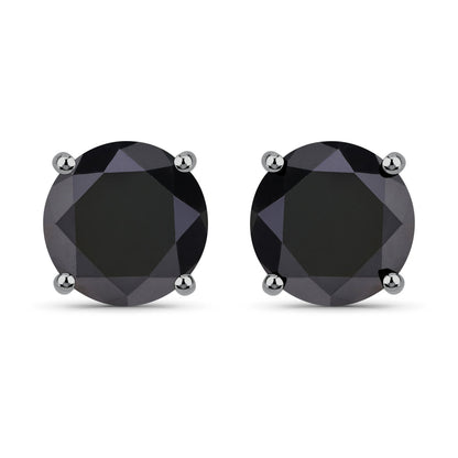 4.25 Carat Genuine Black Diamond 14K White Gold Earrings Bids.com