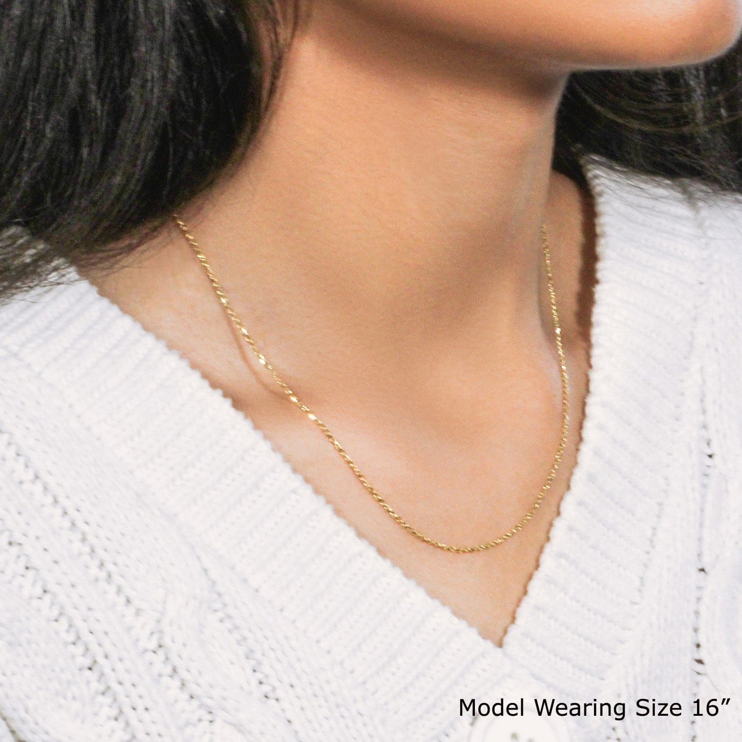 18k Yellow Gold Diamond Cut Cable Link Chain (1.10 mm) Bids.com