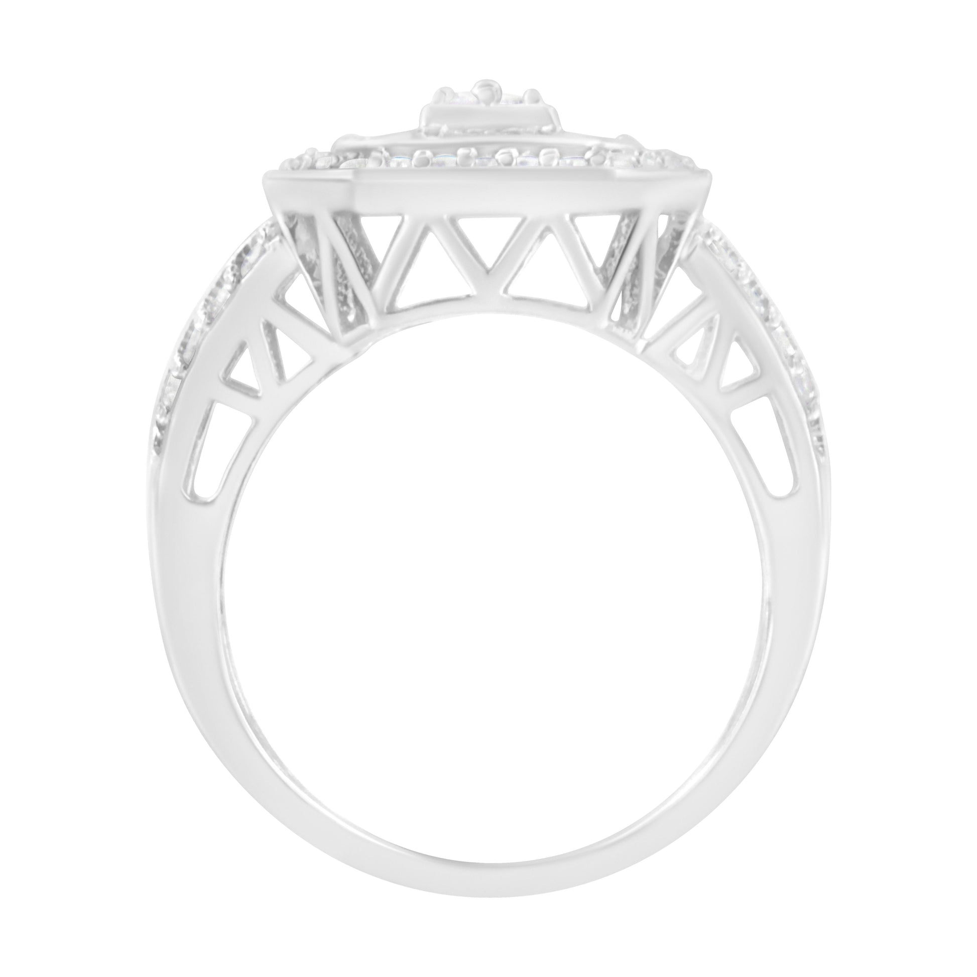 .925 Sterling Silver Round and Baguette Diamond Cathedral Ring (0.75 Cttw, H-I Color, I2-I3 Clarity) - Size 7 Bids.com