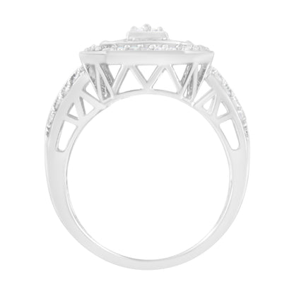 .925 Sterling Silver Round and Baguette Diamond Cathedral Ring (0.75 Cttw, H-I Color, I2-I3 Clarity) - Size 7 Bids.com
