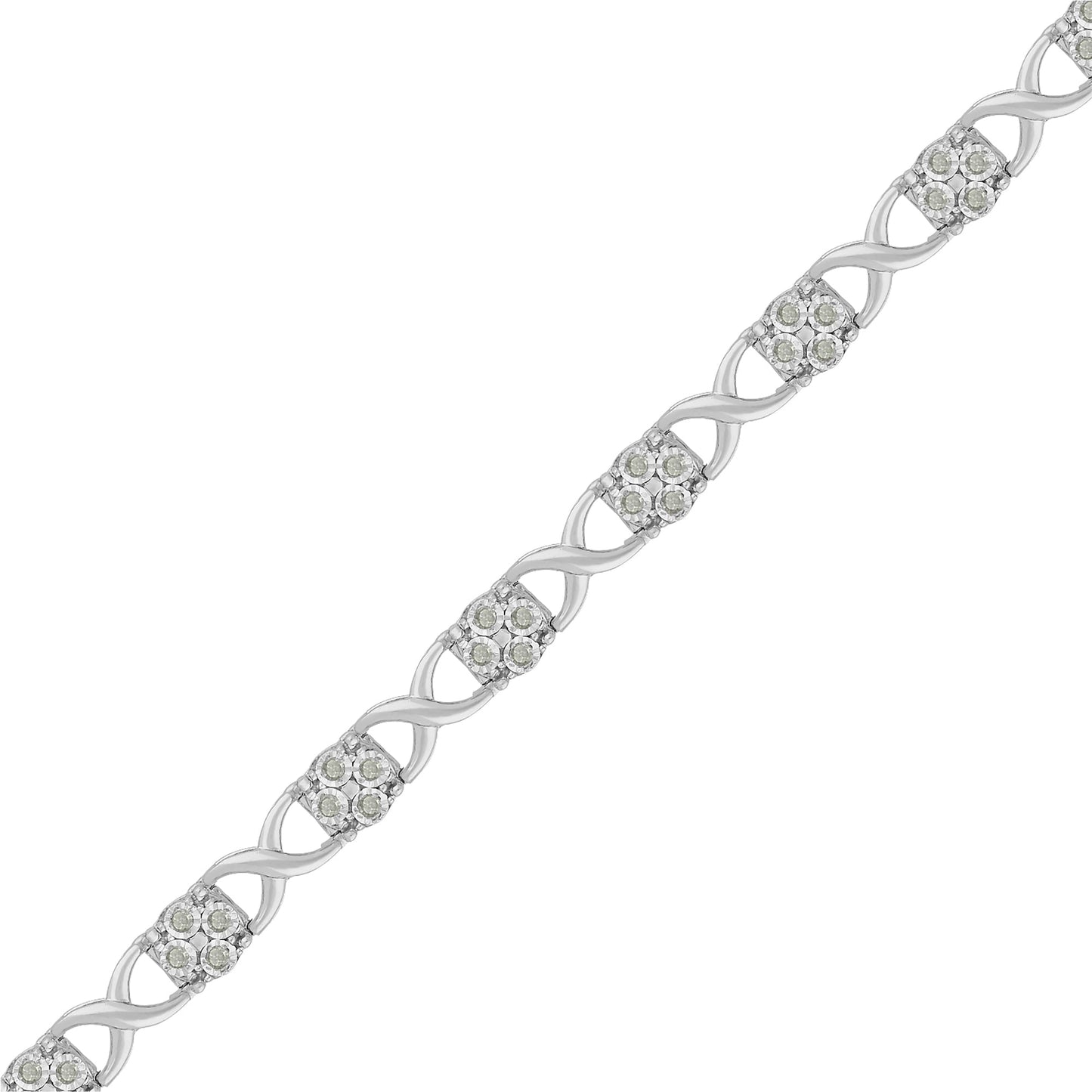 Sterling Silver Rose-Cut Diamond Love Locks Link Bracelet (1.00cttw,I-J color,I3-Promo clarity) Bids.com