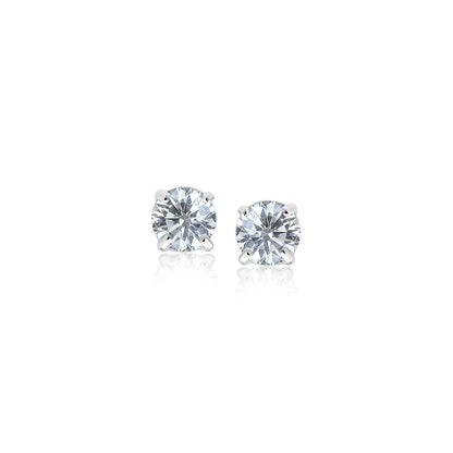 14k White Gold 3mm Faceted White Cubic Zirconia Stud Earrings Bids.com