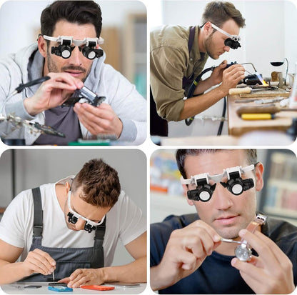 2-LED Head-Mounted Magnifier Glasses – 8x/15x/23x with Repair Light DailySale