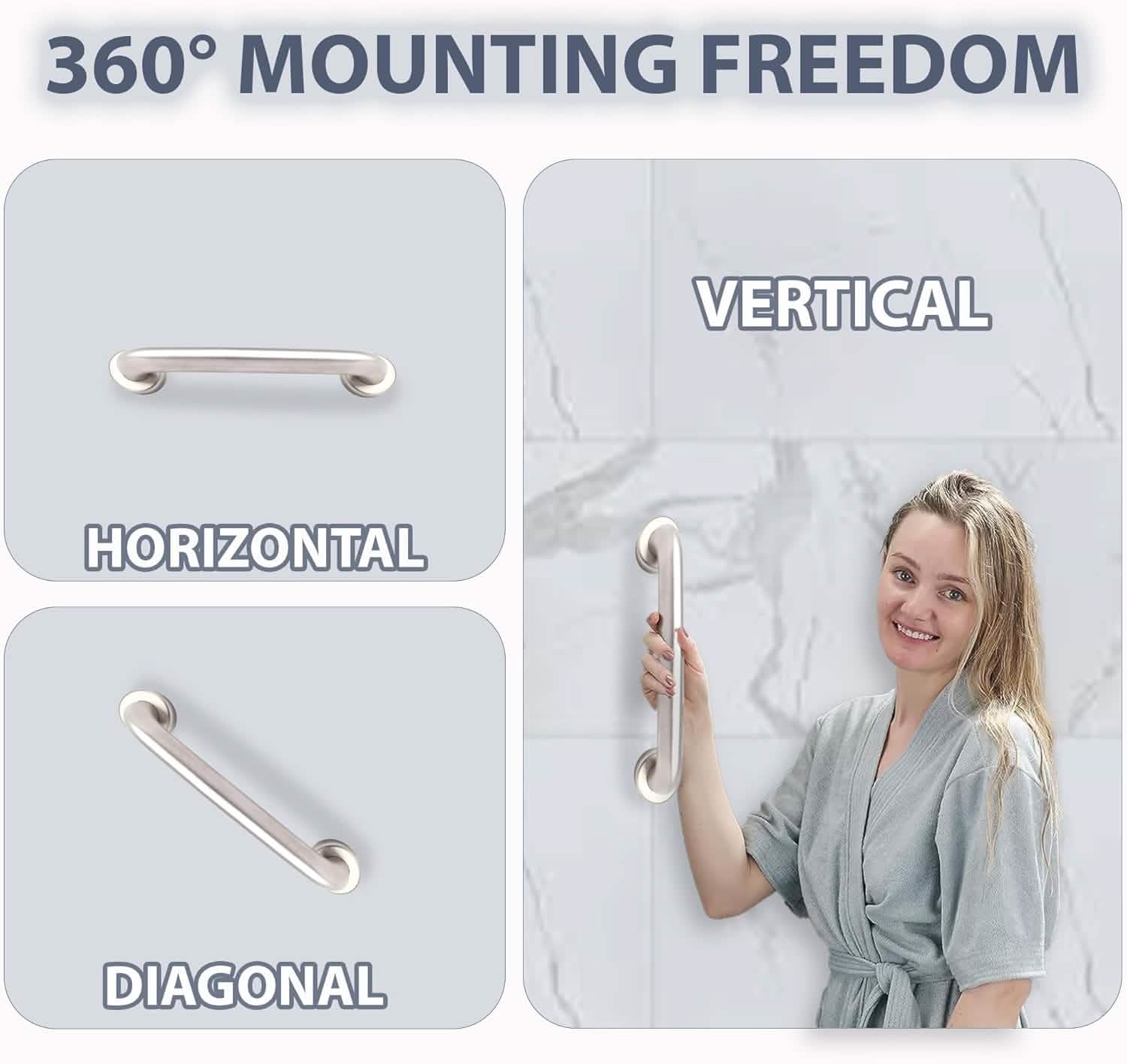 Stainless Steel 20cm Bathroom Shower Grab Bar & Towel Rail DailySale