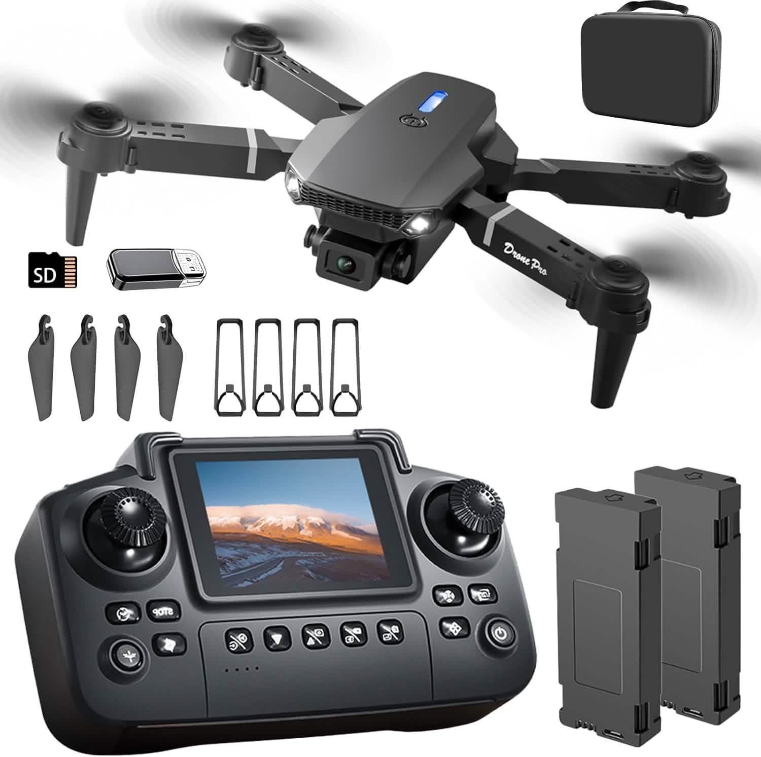 Drone MAX 2025 – Dual Camera, 1080p HD, 40min Battery, Obstacle Avoidance, Remote Control, USB Charging DailySale