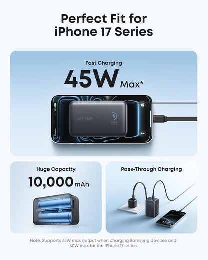 Anker Nano Power Bank (10K, 45W, Built-In Retractable USB-C Cable) Anker