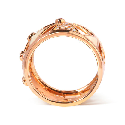 14K Rose Gold 1/3 Cttw Diamond and Pink Tourmaline Cigar Band Ring with White Enamel (G-H Color, SI1-SI2 Clarity) Bids.com