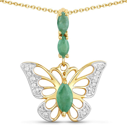 0.72 Carat Genuine Emerald and White Zircon .925 Sterling Silver Pendant Bids.com