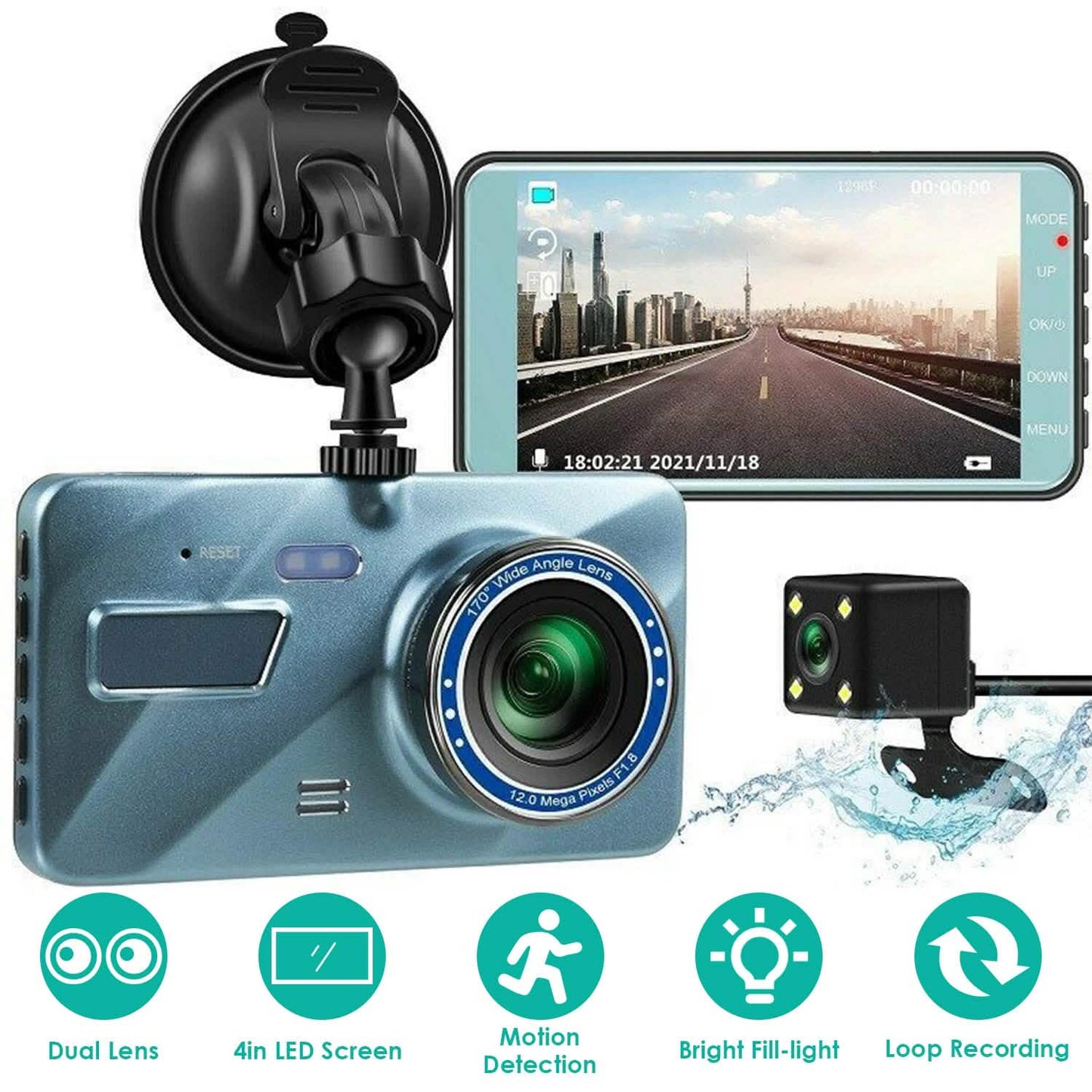 720P Dual Dash Car Camera Recorder with Motion Detection Light DailySale