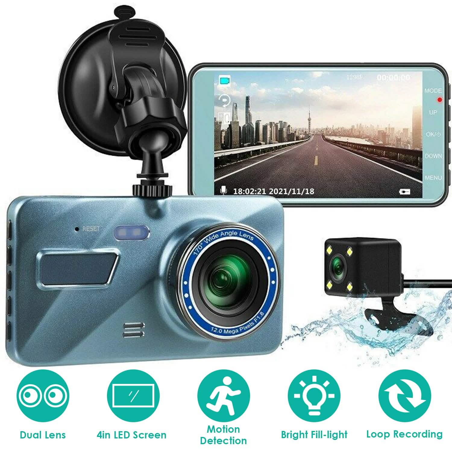 720P Dual Dash Car Camera Recorder with Motion Detection Light DailySale