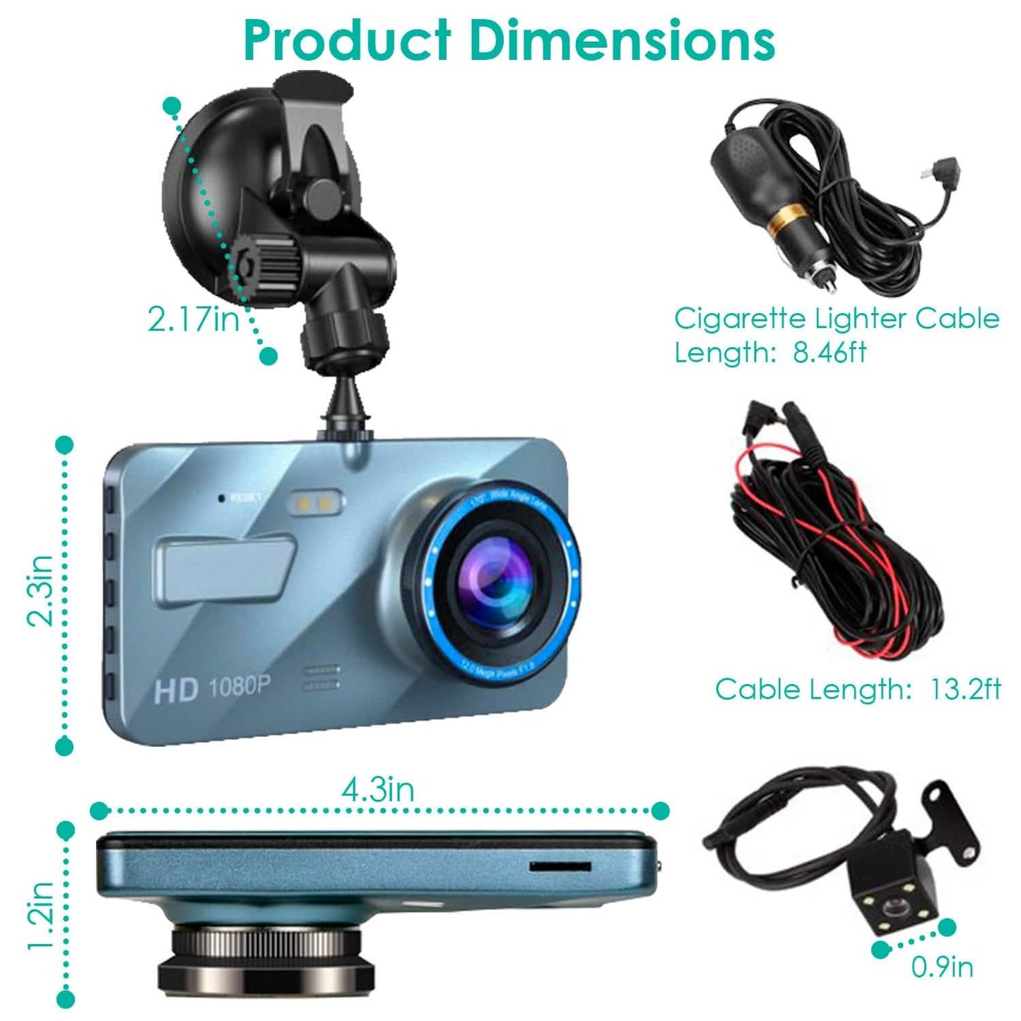 720P Dual Dash Car Camera Recorder with Motion Detection Light DailySale