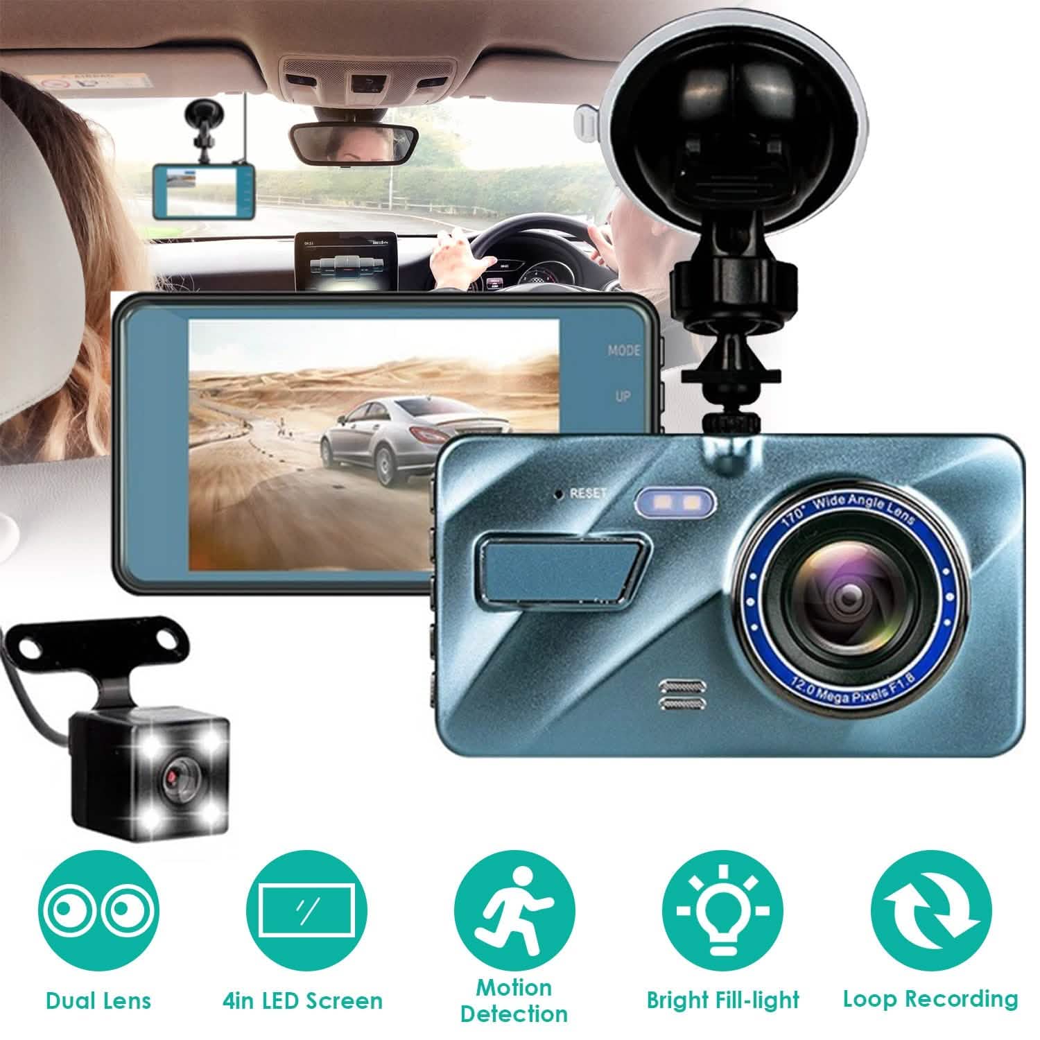 720P Dual Dash Car Camera Recorder with Motion Detection Light DailySale