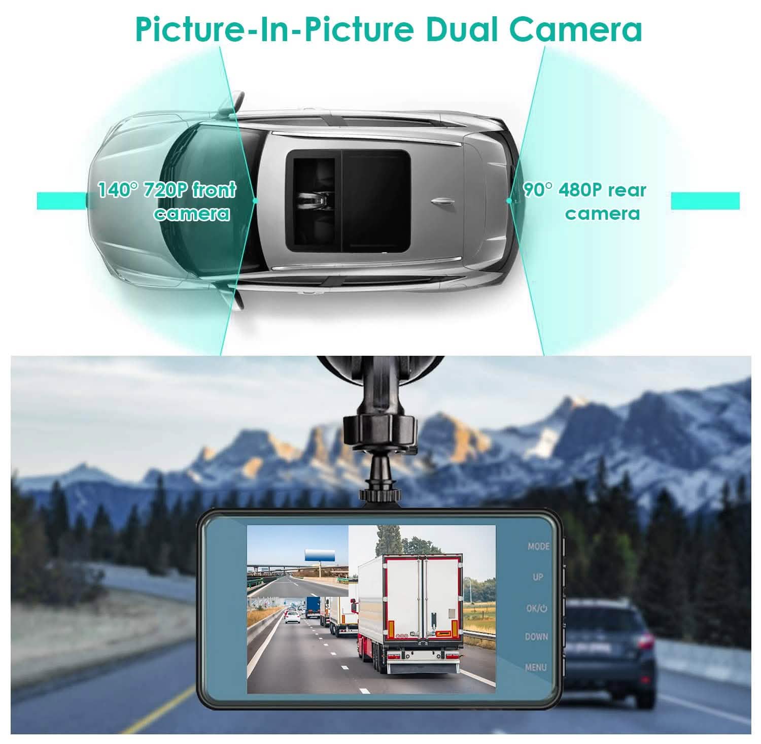 720P Dual Dash Car Camera Recorder with Motion Detection Light DailySale