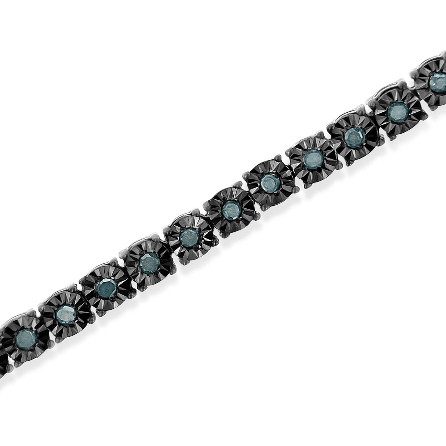 Black Rhodium Plated .925 Sterling Silver 1.0 Cttw Diamond Miracle Tennis Bracelet (Enhanced Blue Color, I3 Clarity) - 7" Bids.com
