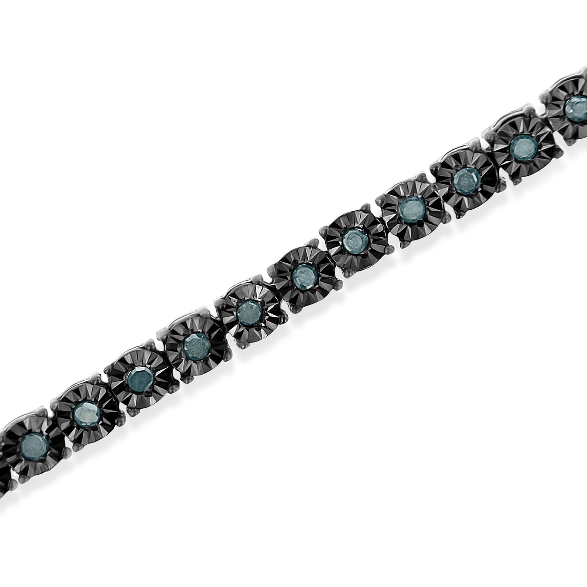 Black Rhodium Plated .925 Sterling Silver 1.0 Cttw Diamond Miracle Tennis Bracelet (Enhanced Blue Color, I3 Clarity) - 7" Bids.com