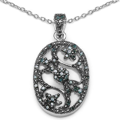 0.28 Carat Genuine Blue Diamond .925 Sterling Silver Pandent Bids.com