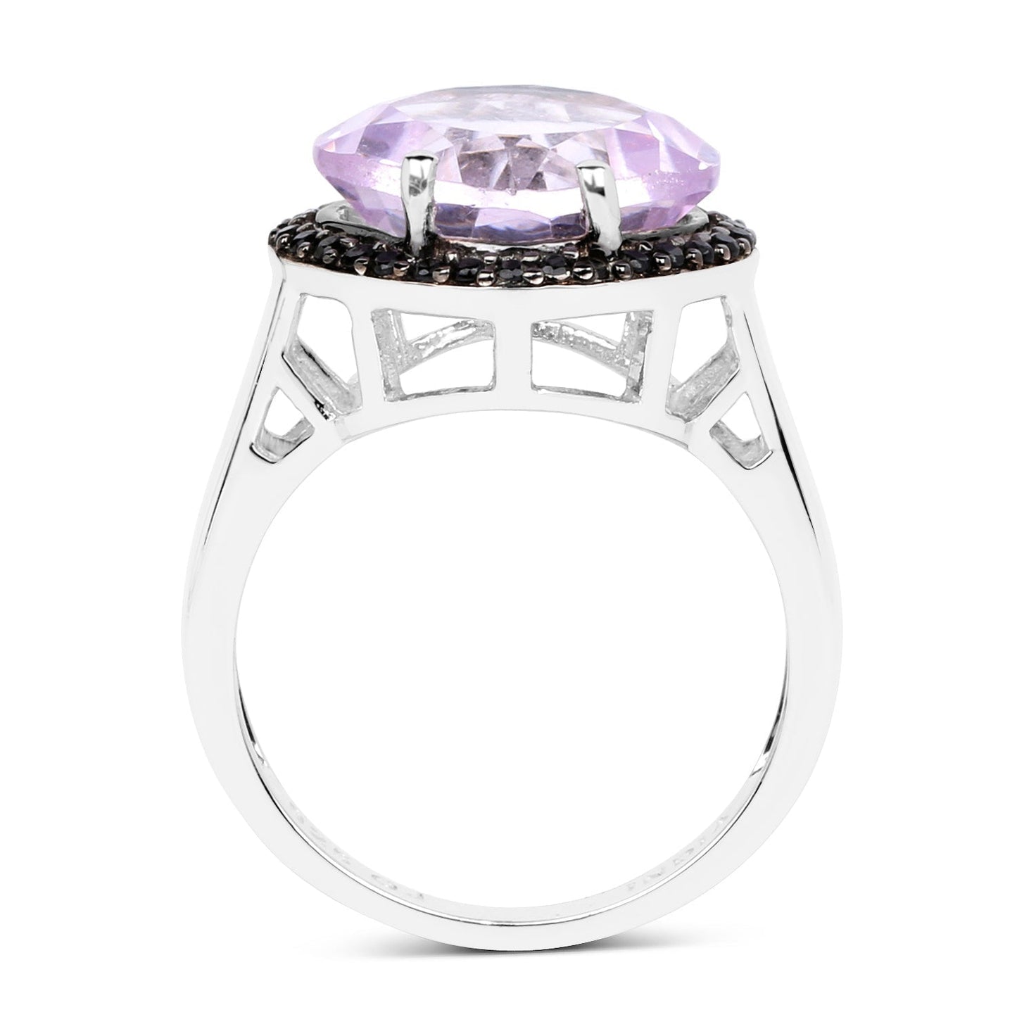 5.50 Carat Genuine Pink Amethyst & Black Spinel .925 Sterling Silver Ring Bids.com