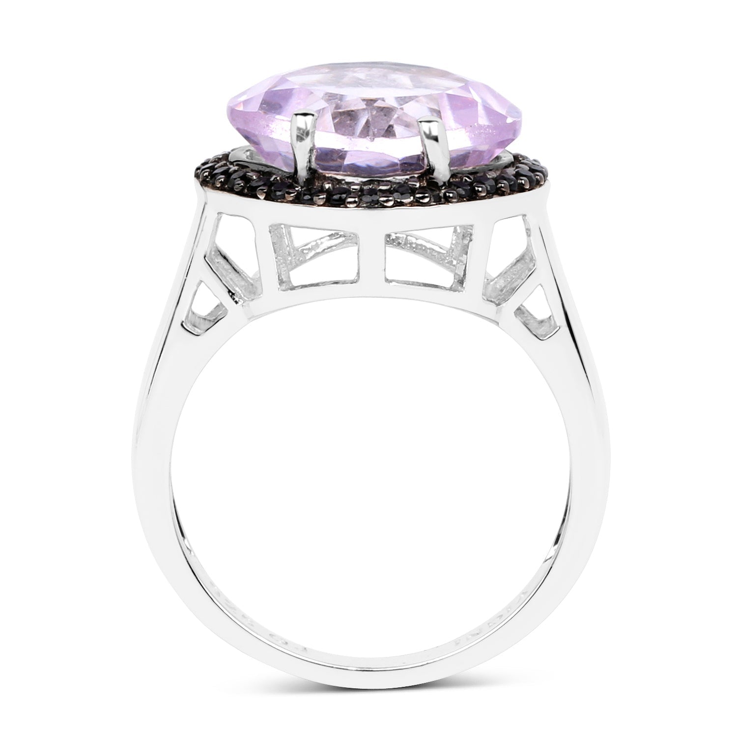 5.50 Carat Genuine Pink Amethyst & Black Spinel .925 Sterling Silver Ring Bids.com