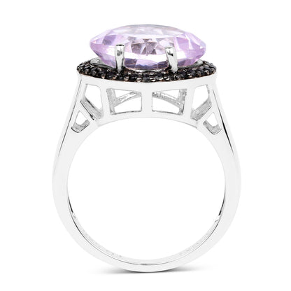 5.50 Carat Genuine Pink Amethyst & Black Spinel .925 Sterling Silver Ring Bids.com