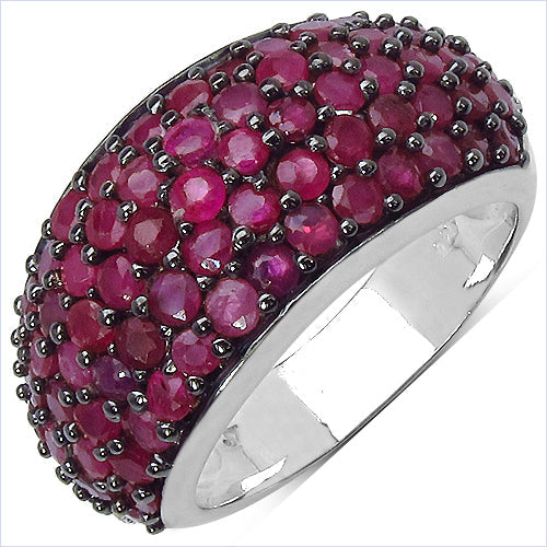 3.58 Carat Genuine Ruby & White Diamond .925 Sterling Silver Ring Bids.com