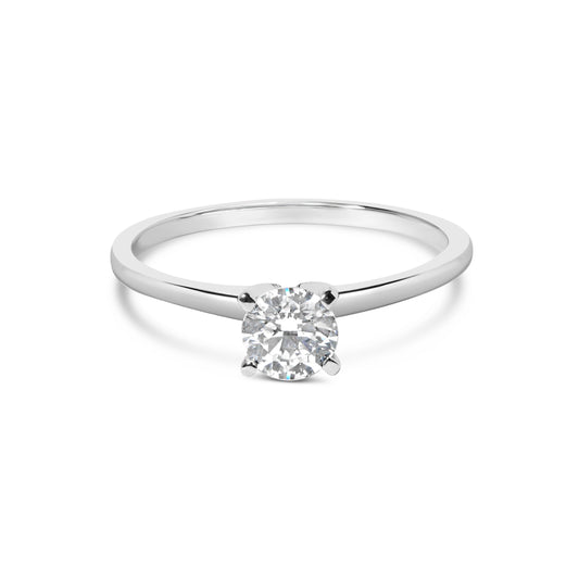 14K White Gold 1/2 Cttw Round Lab Grown Diamond 4 Prong Solitaire Engagement Ring (F-G Color, VS2-SI1 Clarity) - Size 7 Bids.com