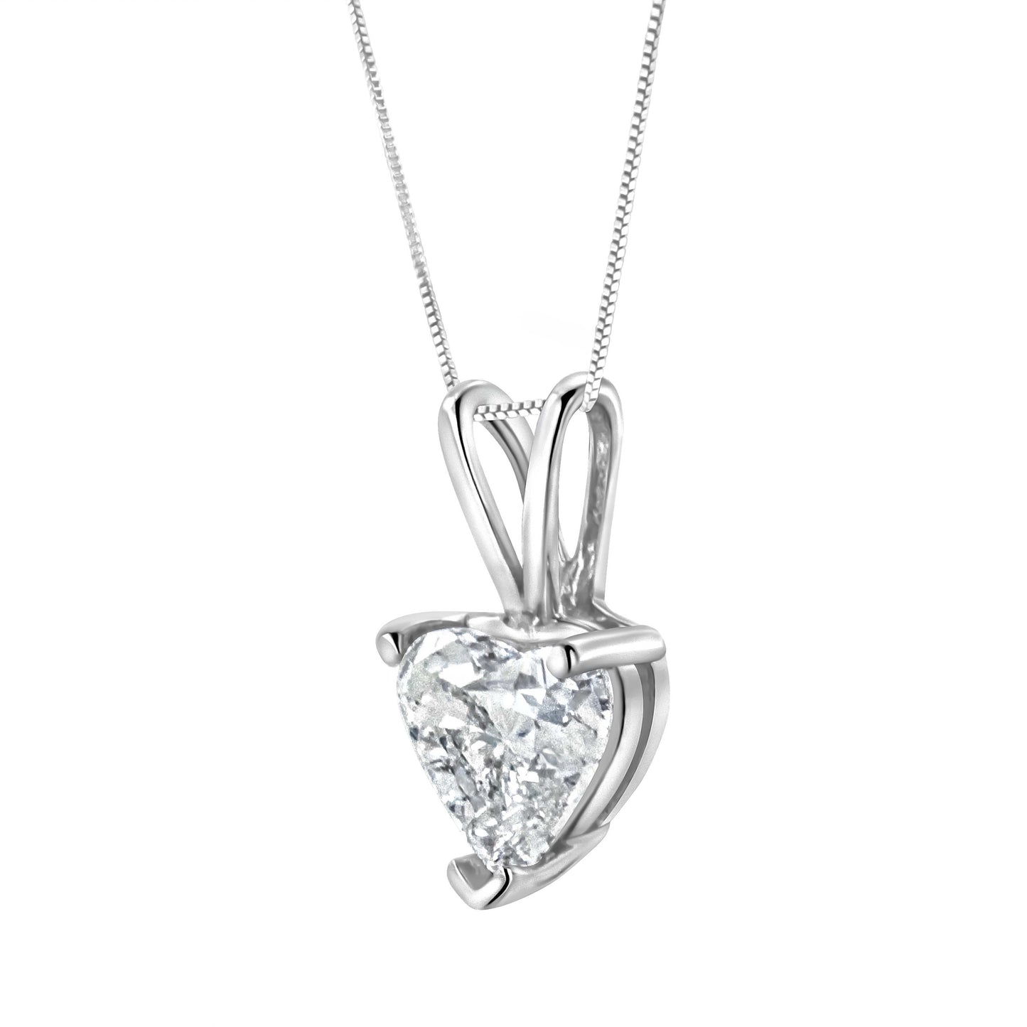 14K White Gold 3/8 Cttw Heart-Shaped Diamond Classic Solitaire 18" Pendant Necklace (H-I Color, VS2-SI1 Clarity) Bids.com