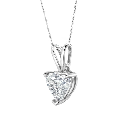 14K White Gold 3/8 Cttw Heart-Shaped Diamond Classic Solitaire 18" Pendant Necklace (H-I Color, VS2-SI1 Clarity) Bids.com